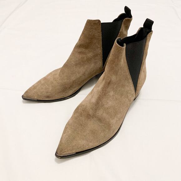 Acne Studios Jensen Women's Ankle Boots Tan Suede Leather Pointed Toe Chelsea 41 - Picture 1 of 10